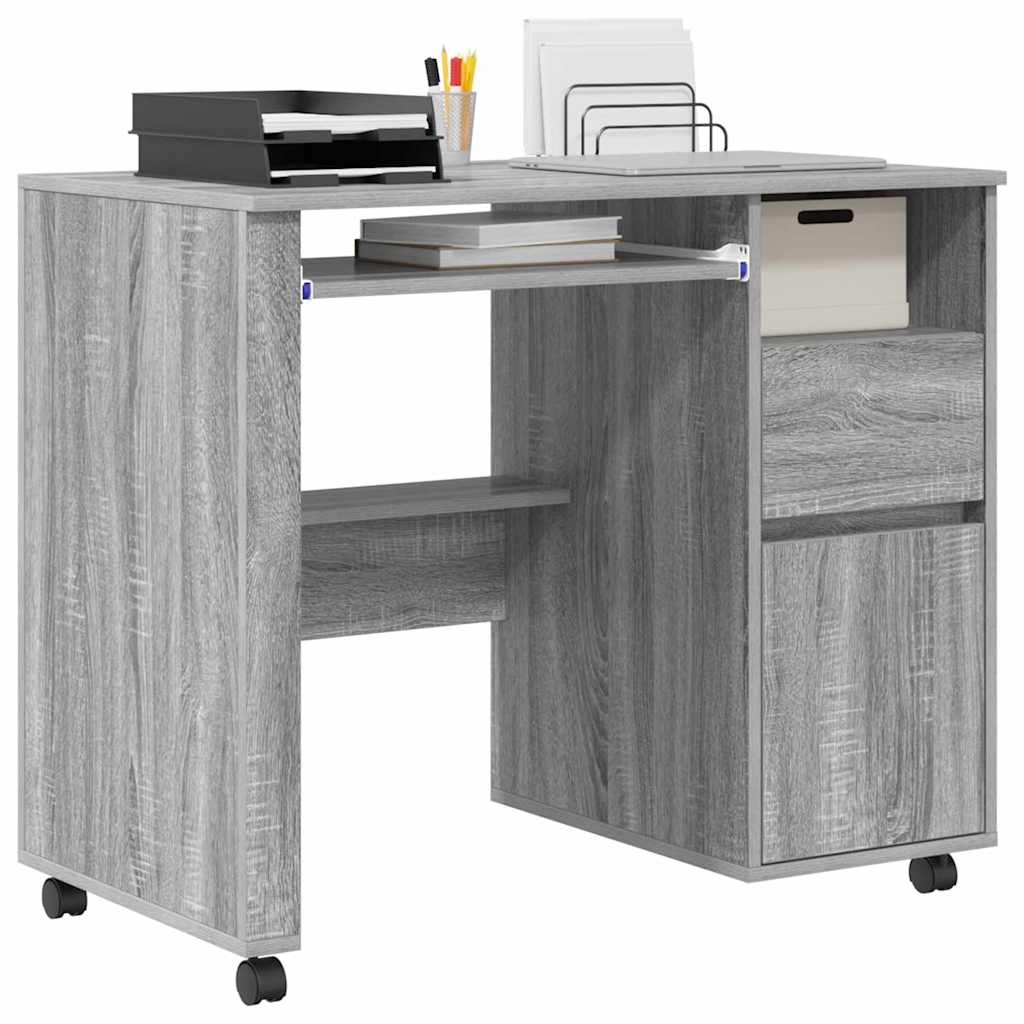 Tisch mit Rädern Graues Sonoma 91 x 50 x 77 cm Holzwerkstoff
