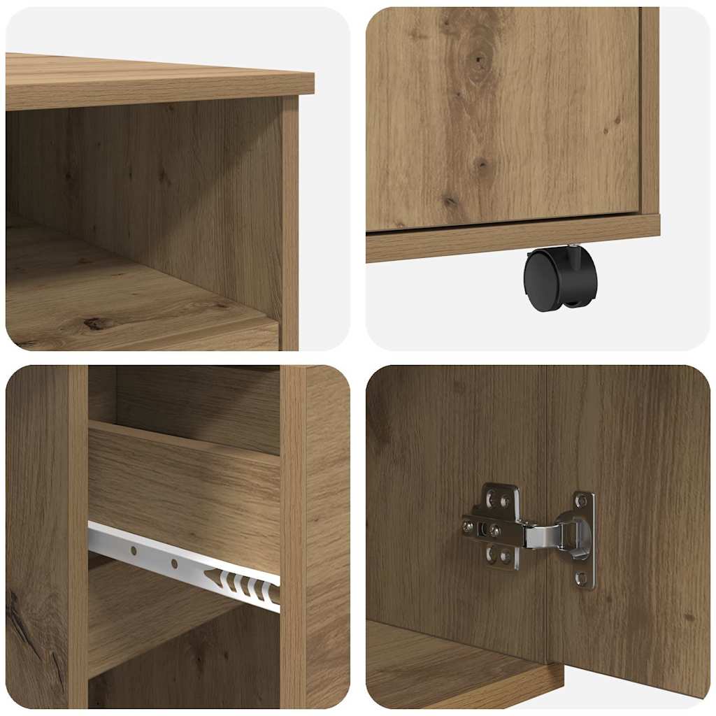 Tisch mit Rädern Artisan-Eiche 91 x 50 x 77 cm Holzwerkstoff