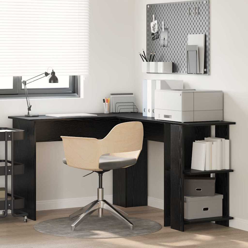 Eck-Schreibtisch Schwarz Eichen-Optik 140 x 113,5 x 75 cm