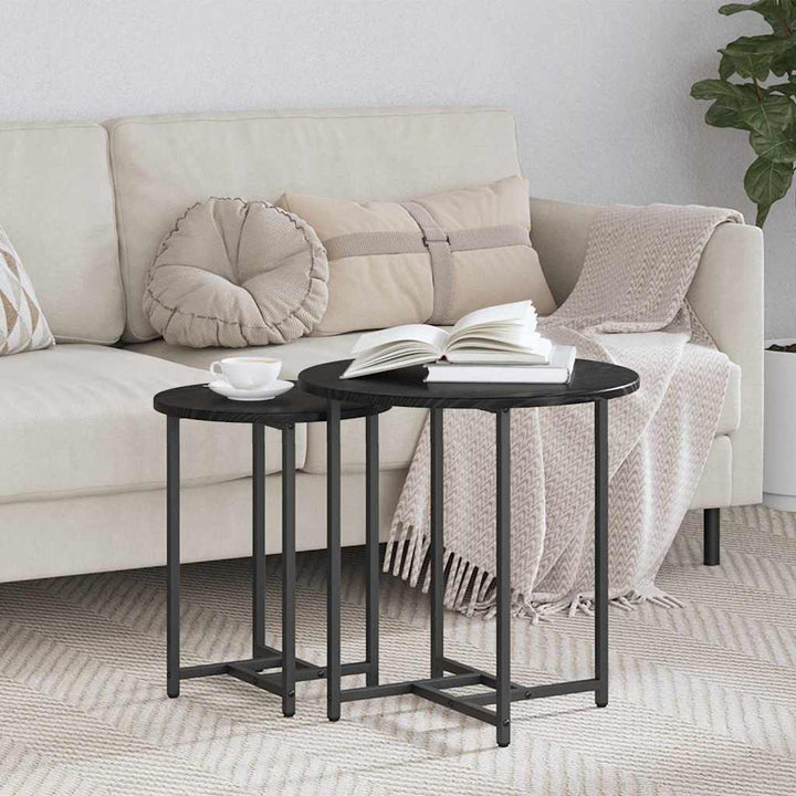 Beistelltisch-Set 2 pcs Schwarze Eiche 50 x 50 x 50 cm
