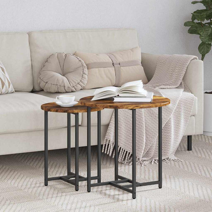 Beistelltisch-Set 2 pcs Rauchesche und Schwarz 50 x 50 x 50 cm