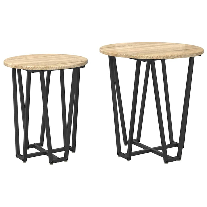 Beistelltisch-Set 2 pcs Sonoma-Eiche und Schwarz