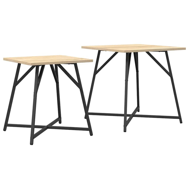 Beistelltisch-Set 2 pcs Sonoma-Eiche und Schwarz