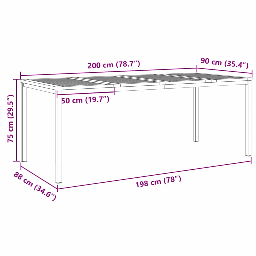 Esstisch Braun 200 x 90 x 75 cm Massivholz Teak