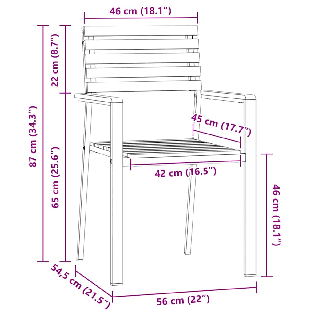 Gartenstuhl 2 pcs Öl-Natur 56 x 54,5 x 87 cm Massivholz Teak