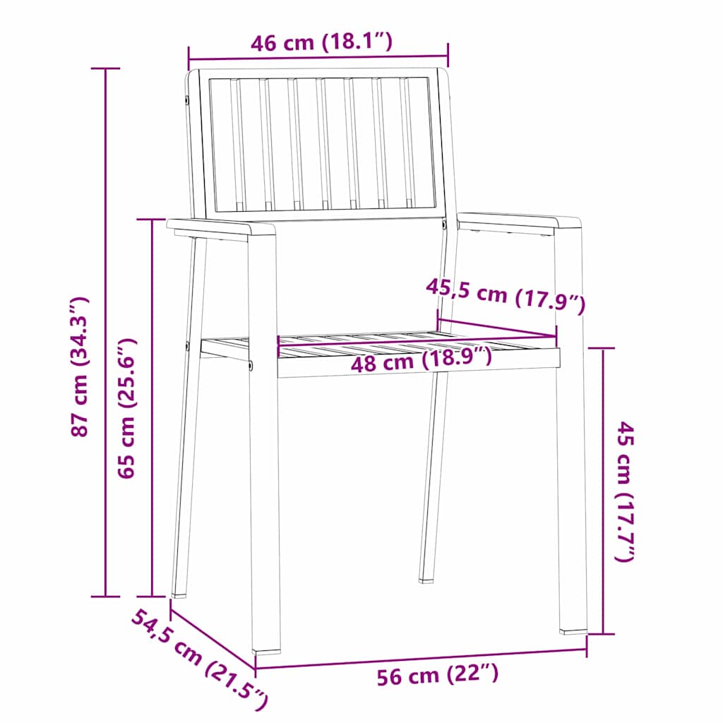 Gartenstuhl 4 pcs Braun 56 x 54,5 x 87 cm Massivholz Teak