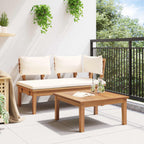 Gartenbank und Tischset 2 pcs Creme und Braun Massivholz Teak