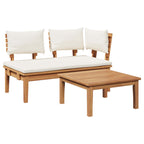 Gartenbank und Tischset 2 pcs Creme und Braun Massivholz Teak