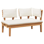 Gartenbank und Tischset 2 pcs Creme und Braun Massivholz Teak
