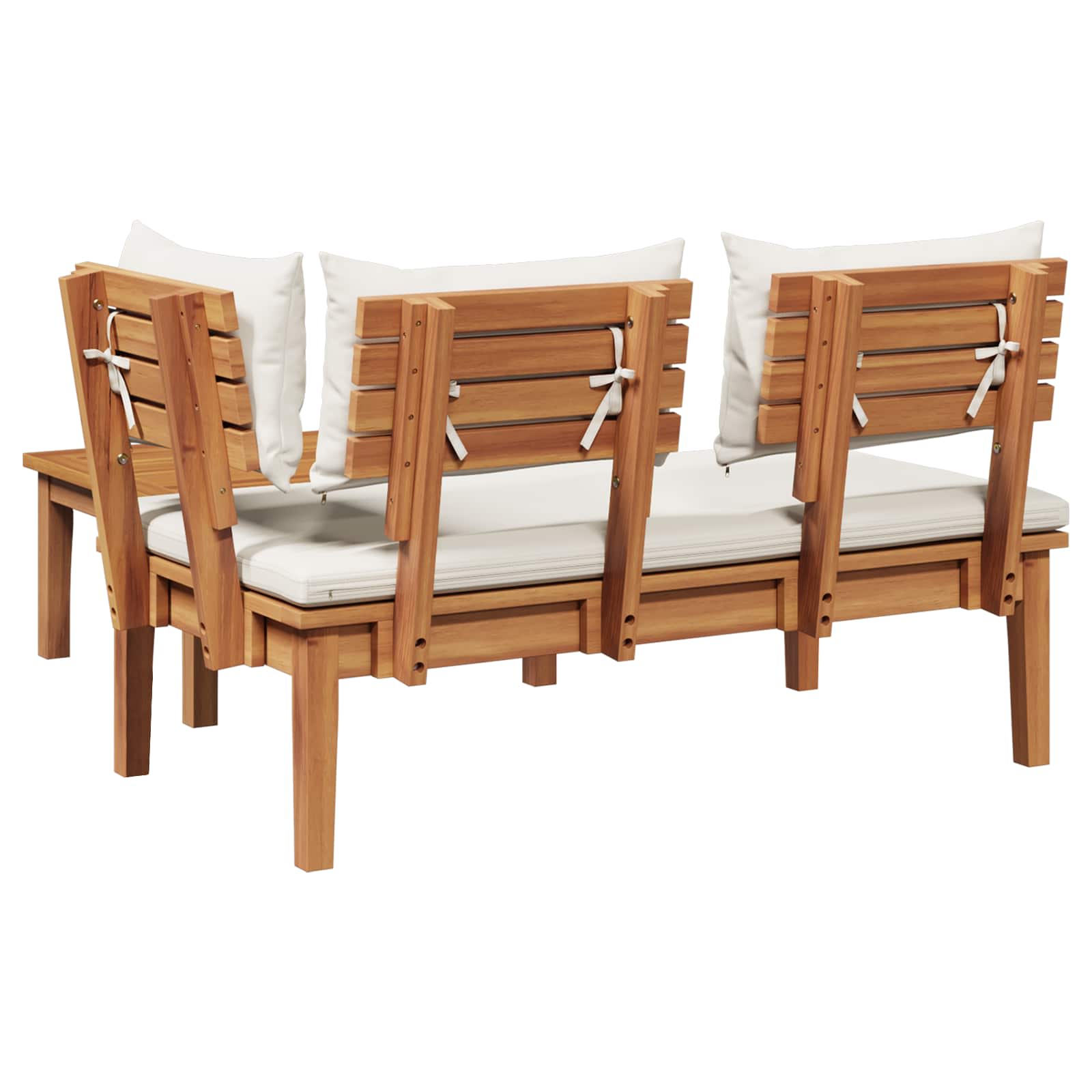 Gartenbank und Tischset 2 pcs Creme und Braun Massivholz Teak