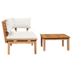 Gartenbank und Tischset 2 pcs Creme und Braun Massivholz Teak