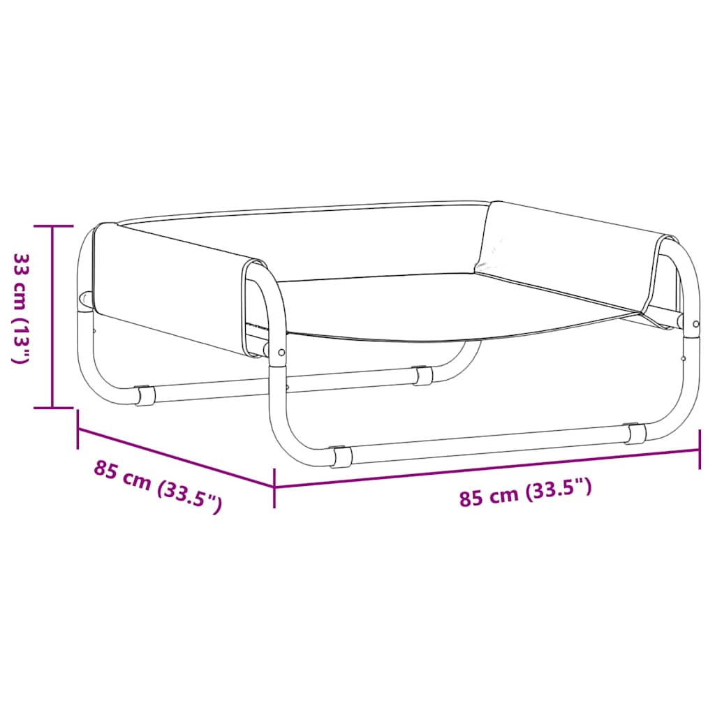 Hundebett Hellgrau 85 x 85 x 33 cm Stahl
