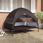 Hochgelegtes Hundebett Braun 127 x 81 x 108 cm Stoff und Stahl