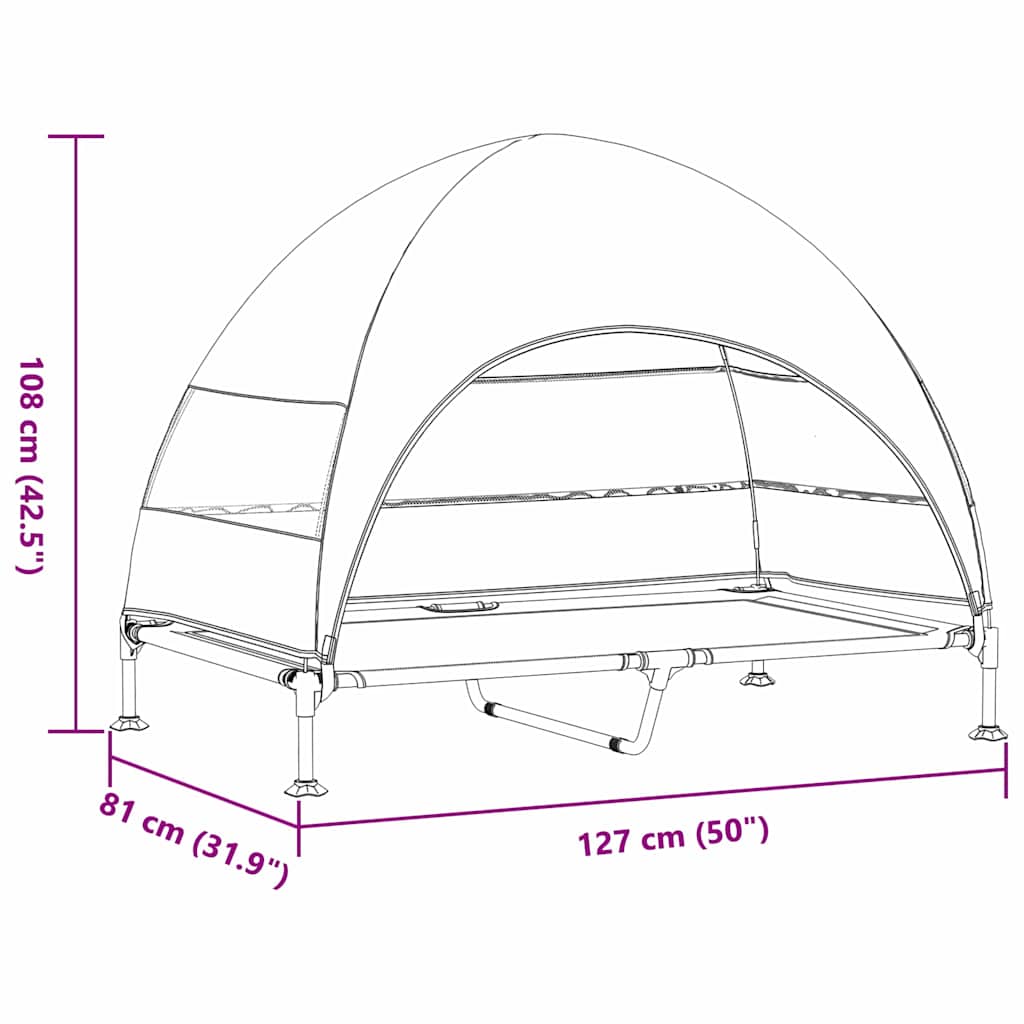 Hochgelegtes Hundebett Braun 127 x 81 x 108 cm Stoff und Stahl