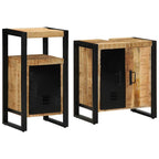 Badezimmermöbel-Set 2 pcs Braun und Schwarz Massivholz Mango