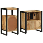 Badezimmermöbel-Set 2 pcs Braun und Schwarz Massivholz Mango