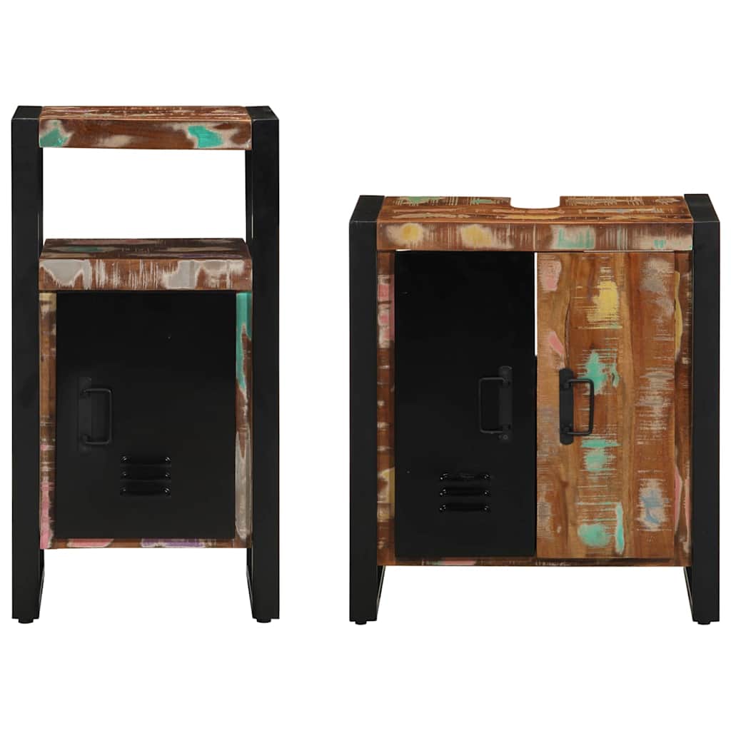 Badezimmermöbel-Set mit Regal 2 pcs Massives upgecyceltes Holz