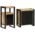 Badezimmermöbel-Set 2 pcs Braun und Schwarz Massivholz Mango