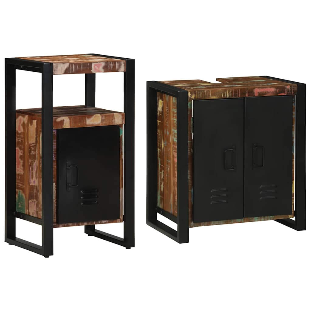 Badezimmermöbel-Set mit Regal 2 pcs Massives upgecyceltes Holz