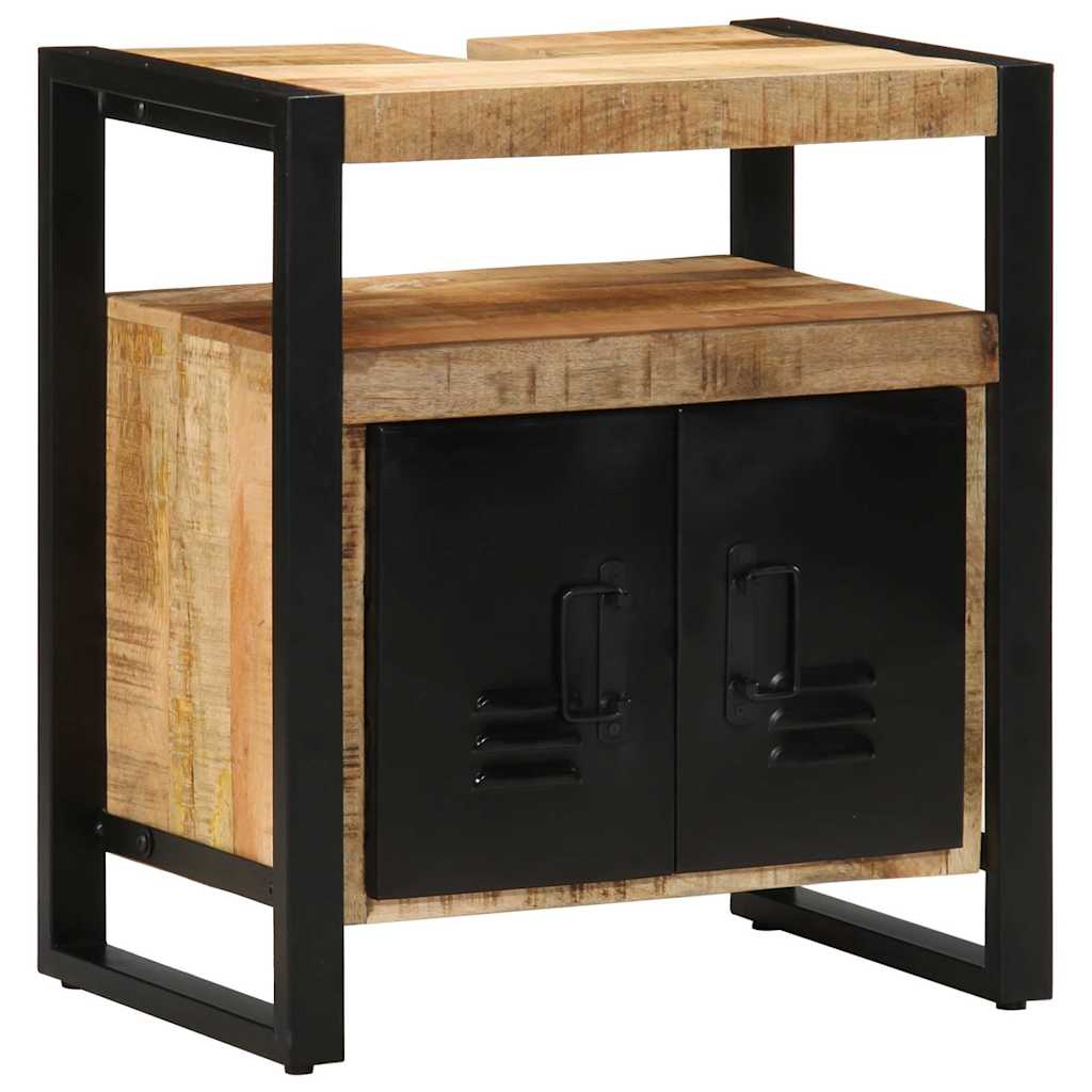 Badezimmermöbel-Set 2 pcs Braun Massives rohes Mangoholz