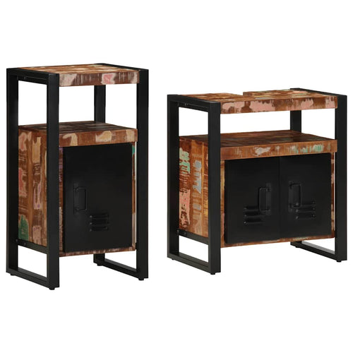 Badezimmermöbel-Set mit Regal 2 pcs Braun Massives Altholz