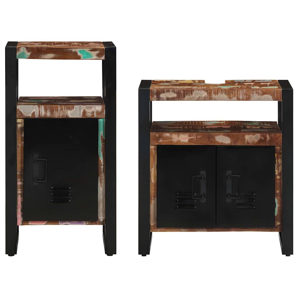 Badezimmermöbel-Set mit Regal 2 pcs Braun Massives Altholz