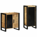 Badezimmermöbel-Set 2 pcs Braun und Schwarz Massivholz Mango