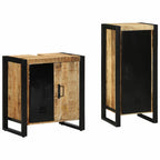 Badezimmermöbel-Set 2 pcs Braun und Schwarz Massivholz Mango
