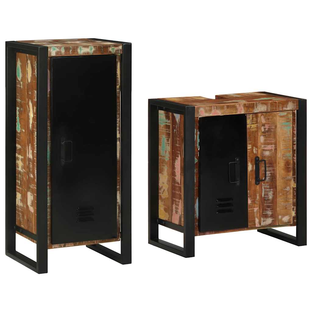 Badezimmermöbel-Set mit Regal 2 pcs Massives upgecyceltes Holz