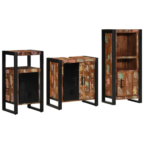 Badezimmermöbel-Set mit Regal 3 pcs Massives upgecyceltes Holz
