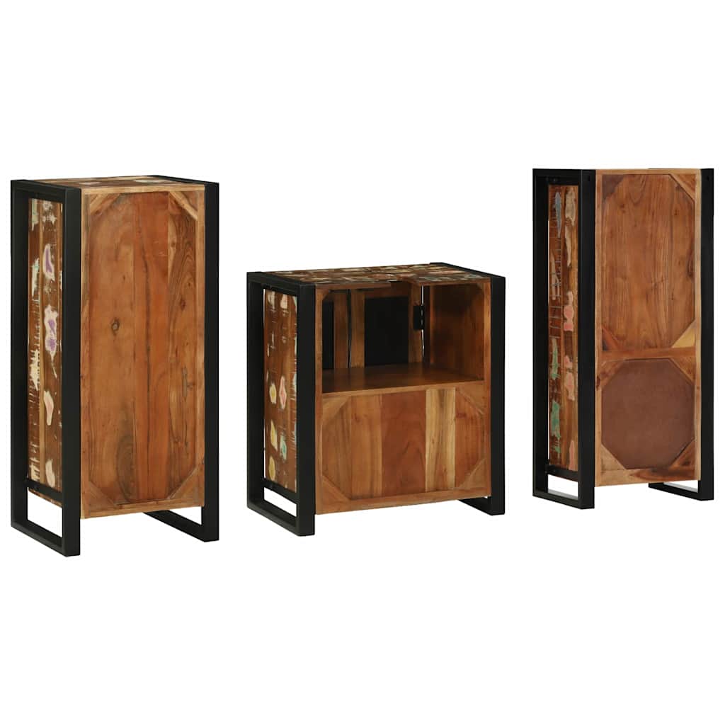 Badezimmermöbel-Set mit Regal 3 pcs Massives upgecyceltes Holz