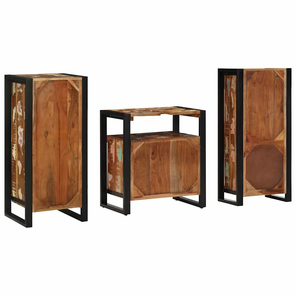 Badezimmermöbel-Set mit Regal 3 pcs Massives upgecyceltes Holz