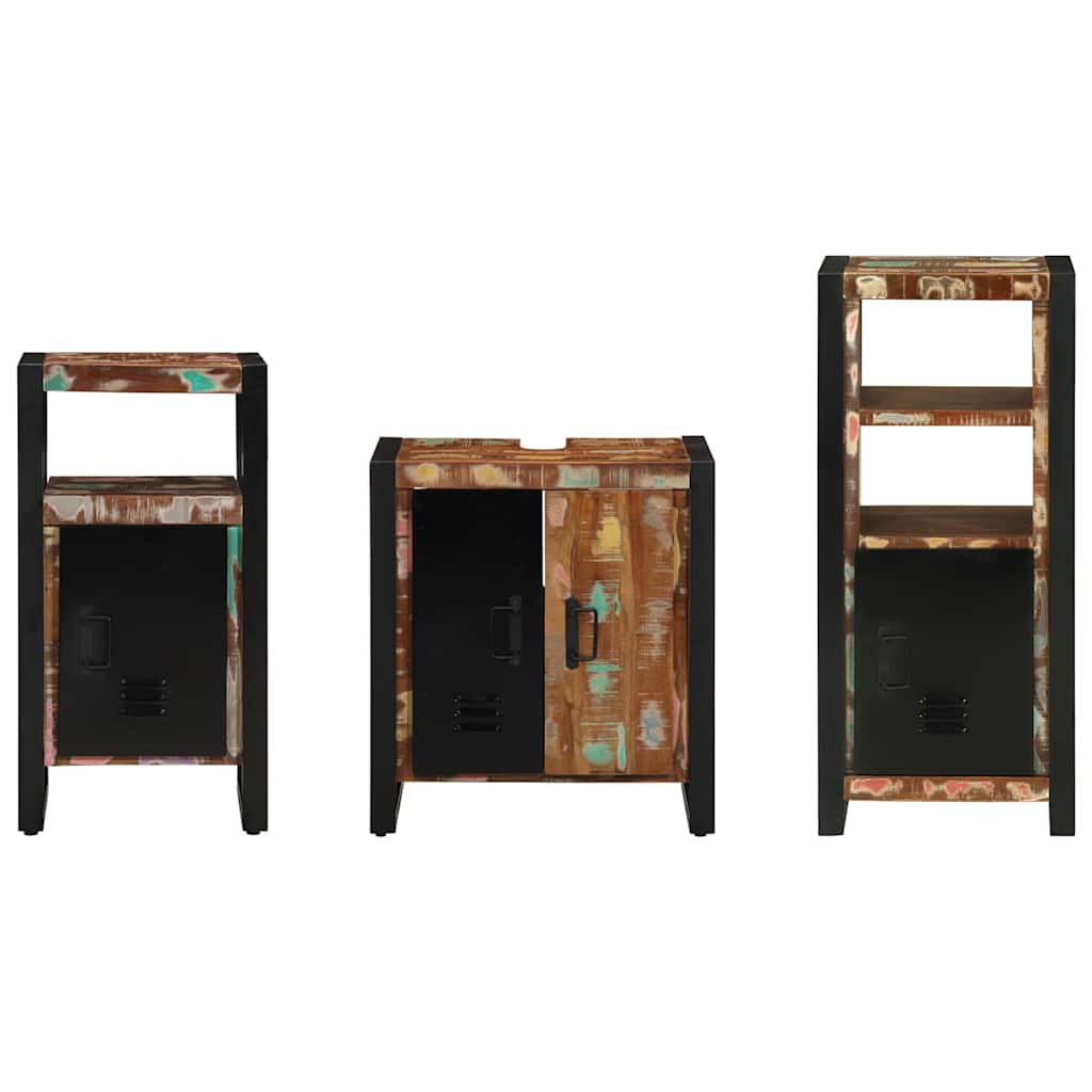 Badezimmermöbel-Set mit Regal 3 pcs Massives upgecyceltes Holz