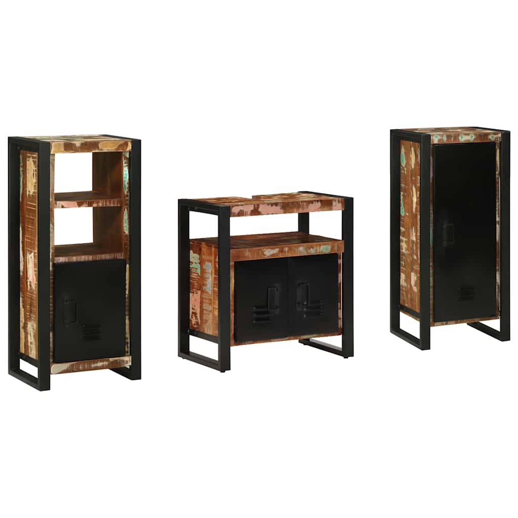 Badezimmermöbel-Set mit Regal 3 pcs Massives upgecyceltes Holz