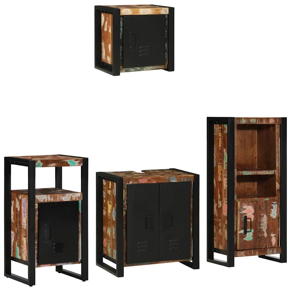 Badezimmermöbel-Set mit Regal 4 pcs Massives upgecyceltes Holz