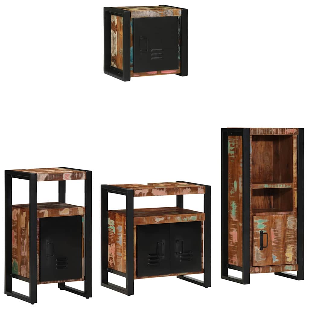 Badezimmermöbel-Set mit Regal 4 pcs Massives upgecyceltes Holz