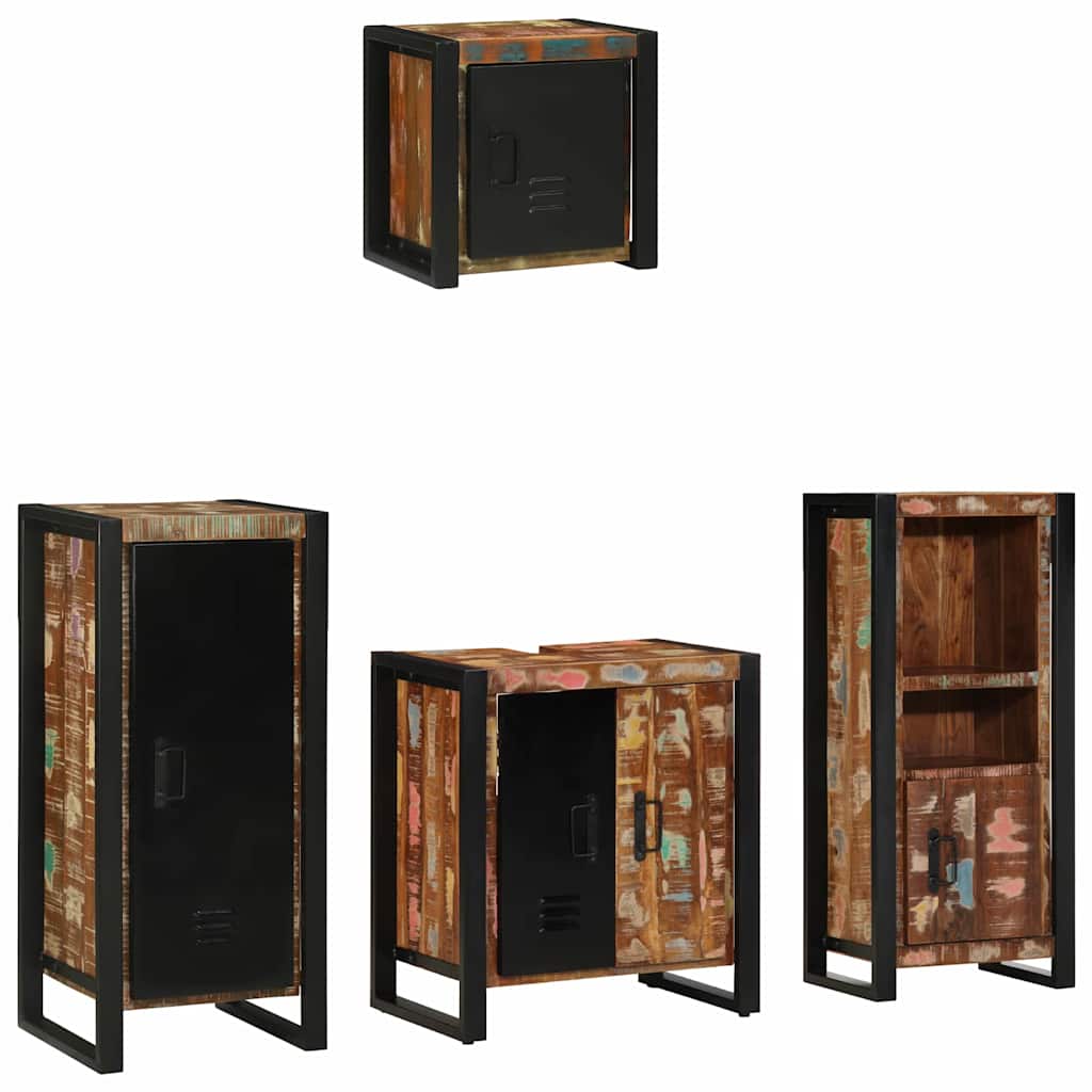 Badezimmermöbel-Set mit Regal 4 pcs Massives upgecyceltes Holz