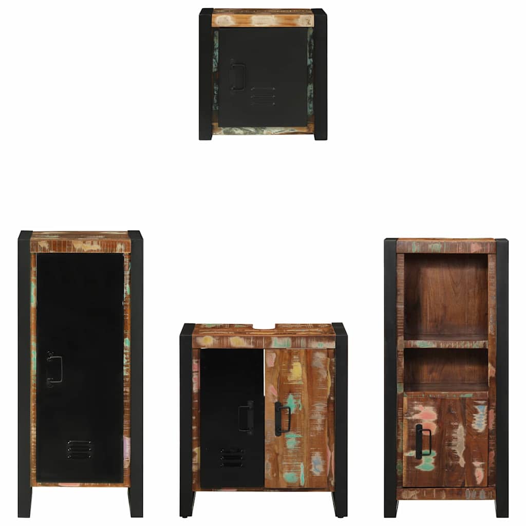 Badezimmermöbel-Set mit Regal 4 pcs Massives upgecyceltes Holz