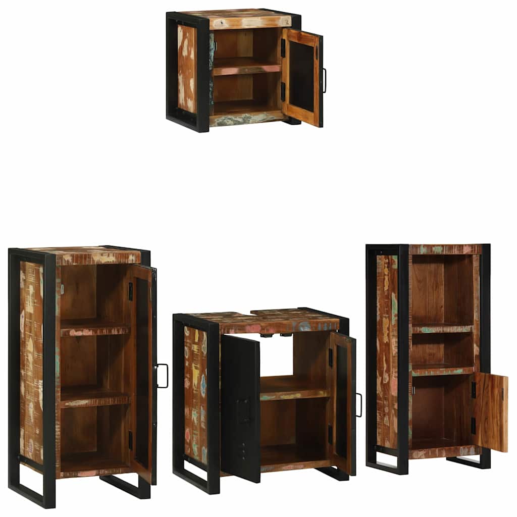 Badezimmermöbel-Set mit Regal 4 pcs Massives upgecyceltes Holz