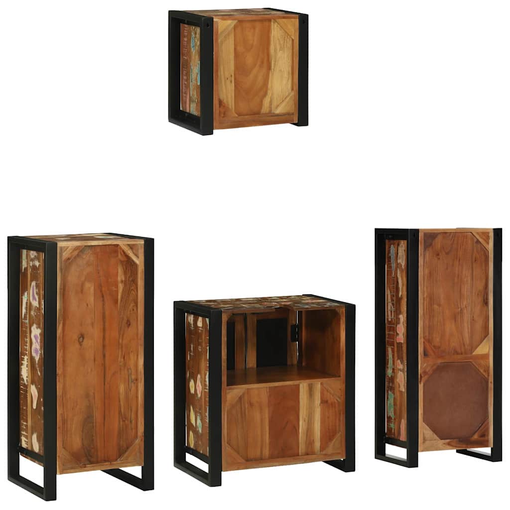 Badezimmermöbel-Set mit Regal 4 pcs Massives upgecyceltes Holz