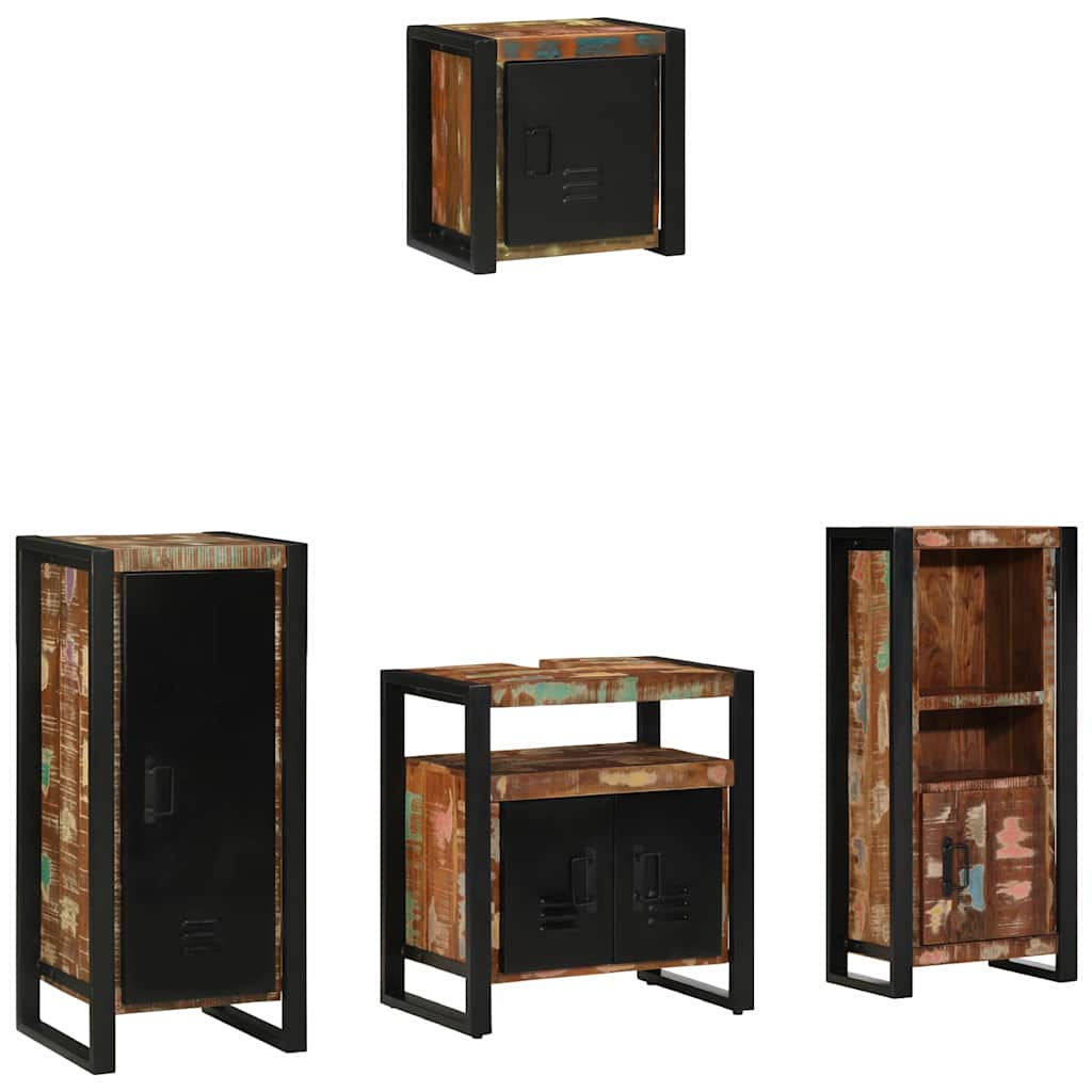 Badezimmermöbel-Set mit Regal 4 pcs Massives upgecyceltes Holz