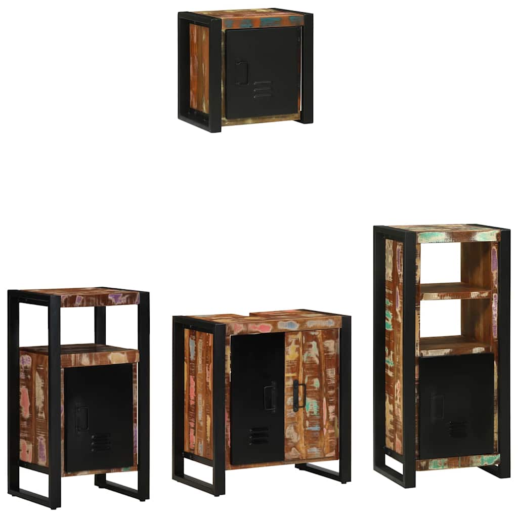 Badezimmermöbel-Set mit Regal 4 pcs Massives upgecyceltes Holz