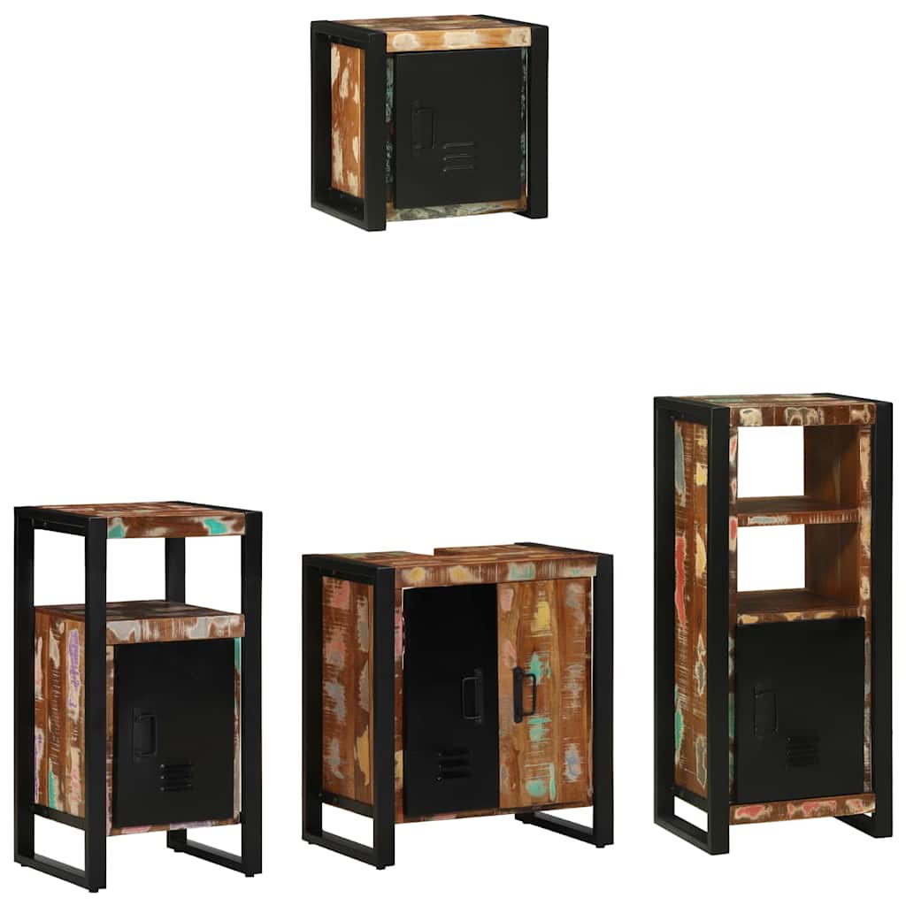 Badezimmermöbel-Set mit Regal 4 pcs Massives upgecyceltes Holz