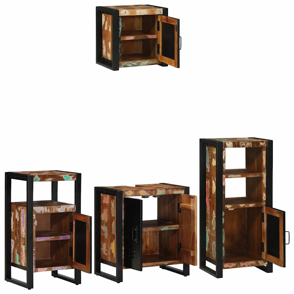 Badezimmermöbel-Set mit Regal 4 pcs Massives upgecyceltes Holz