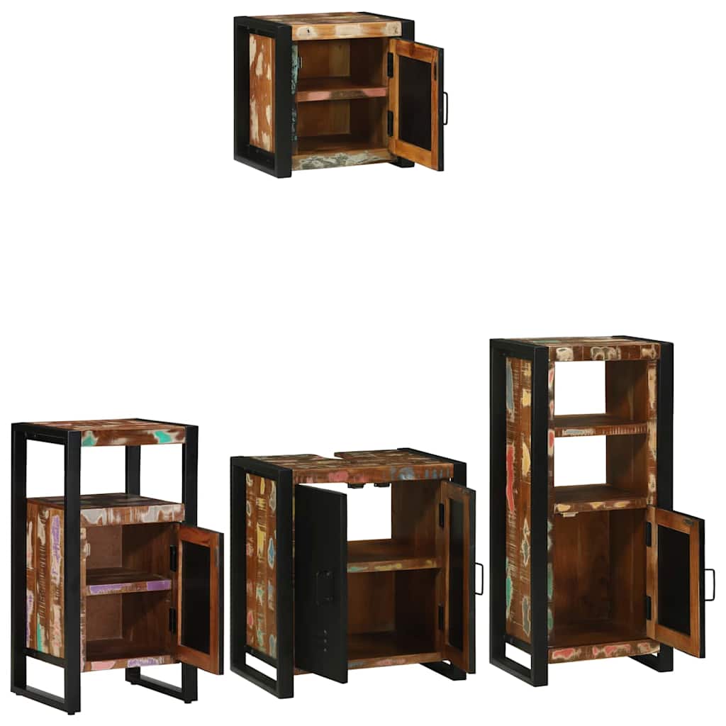 Badezimmermöbel-Set mit Regal 4 pcs Massives upgecyceltes Holz