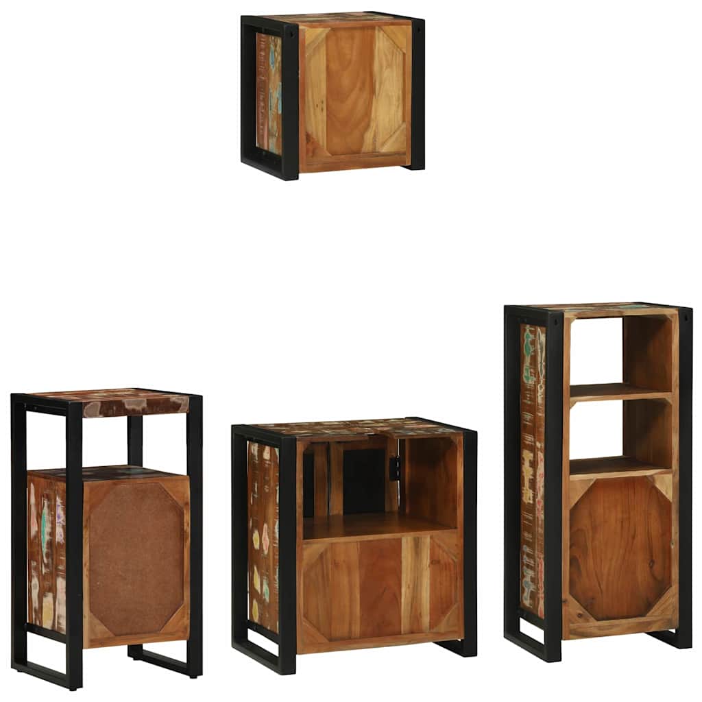 Badezimmermöbel-Set mit Regal 4 pcs Massives upgecyceltes Holz