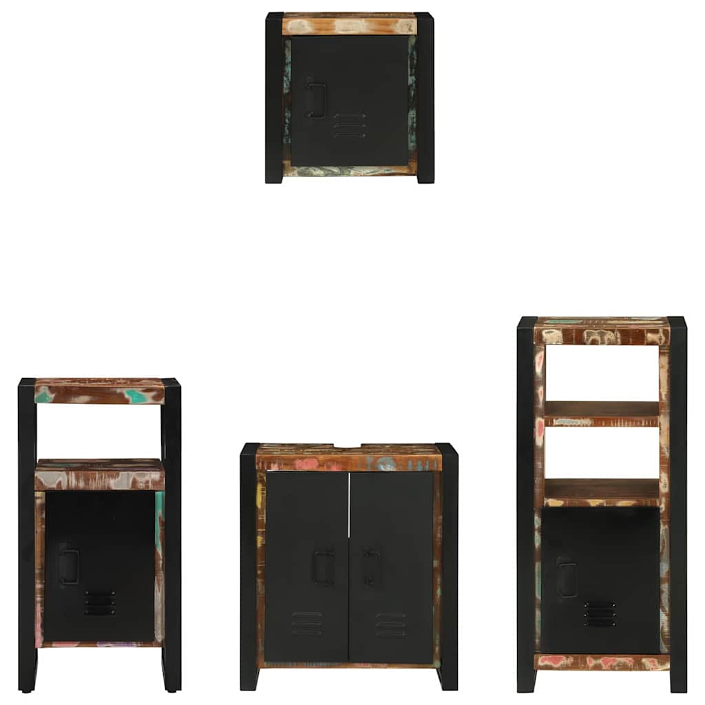 Badezimmermöbel-Set mit Regal 4 pcs Massives upgecyceltes Holz