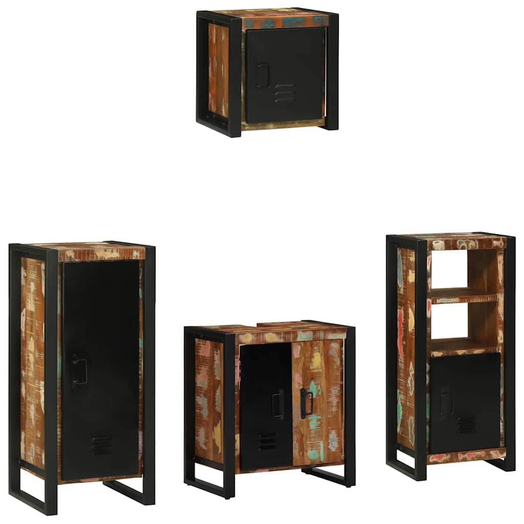Badezimmermöbel-Set mit Regal 4 pcs Massives upgecyceltes Holz