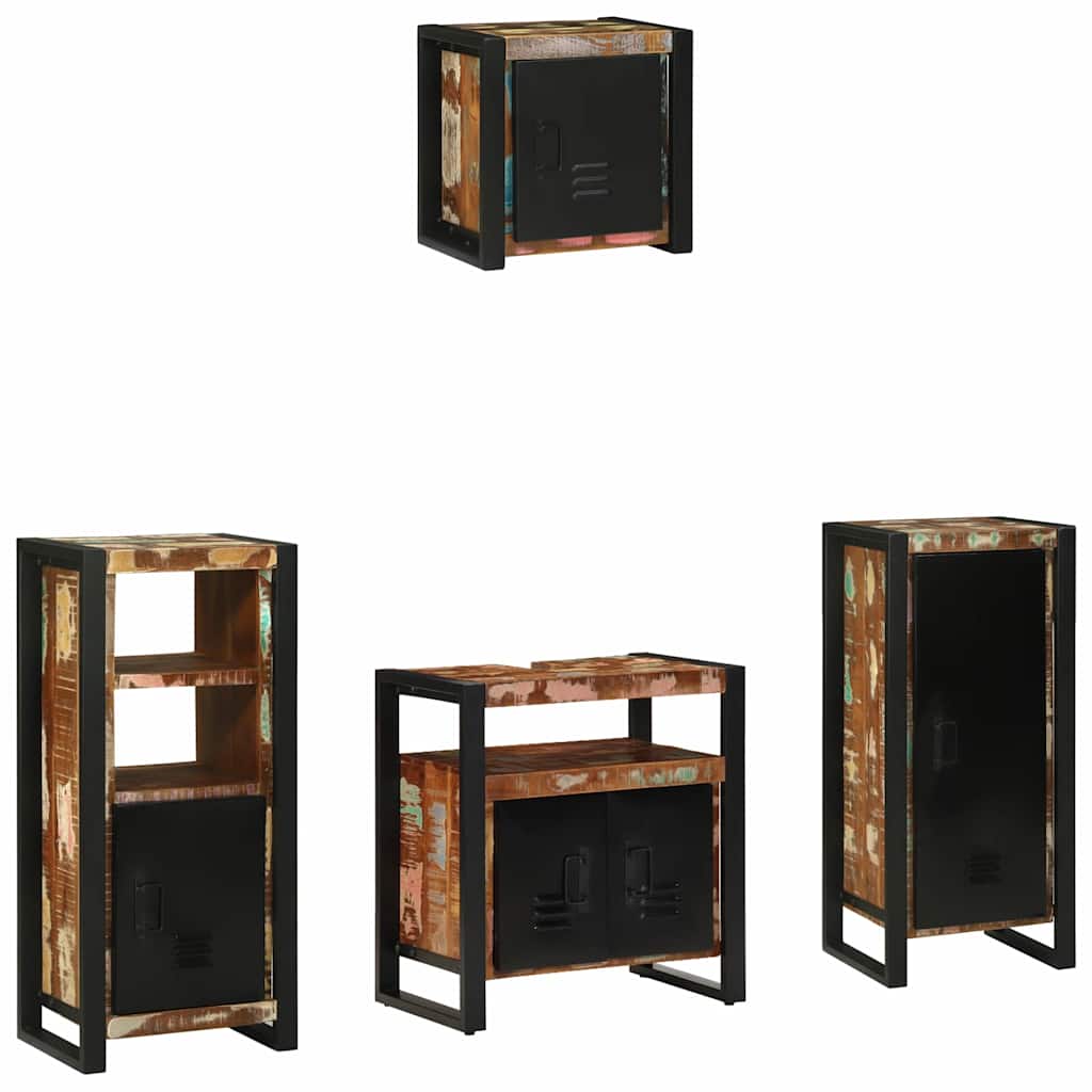 Badezimmermöbel-Set mit Regal 4 pcs Massives upgecyceltes Holz