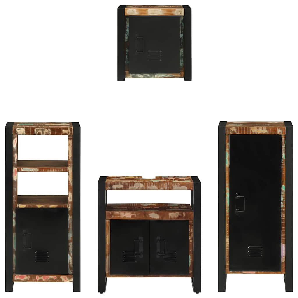 Badezimmermöbel-Set mit Regal 4 pcs Massives upgecyceltes Holz